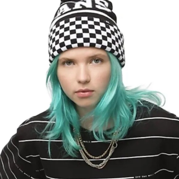Vans WM Spirit Pom Black Checker Beanie Skateboarding Hat Women Men VN0A5LG3BLK - Picture 2 of 16